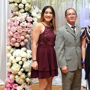 Burgundy Formal Mini Dress